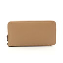 エルメス HERMES アザップロング シルクイン ラウンド長財布 財布 カーフ(牛革) ヴォーエプソン ヴォーエプソン レディース ベージュ系 【中古】
