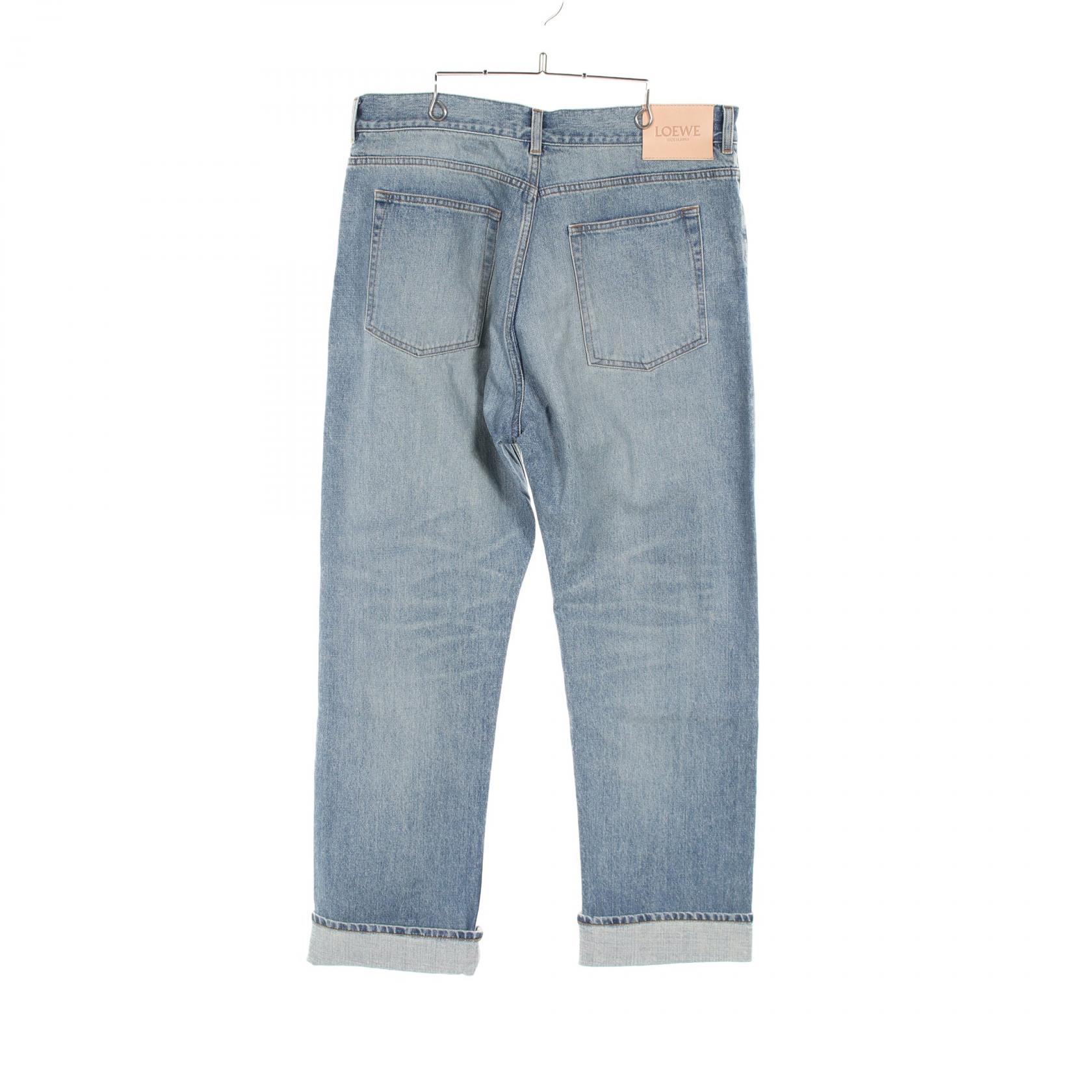 【15%OFFクーポン対象】ロエベ LOEWE ストレートレッグ ジーンズ デニムパンツ 衣料品 ボトムス コットン メンズ ブルー系 H526Y11W18557052 【新品】