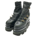 サカイ Sacai プラットフォーム アンクル ブーツ ブーツ 靴 レザー レディース ブラック系 【中古】(4)