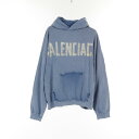 バレンシアガ BALENCIAGA TAPE TYPE BBロゴ パーカー 衣料品 トップス コットン メンズ レディース ブルー系 744441 【中古】