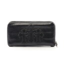 クロムハーツ CHROME HEARTS セメタリ—クロス ラウンド長財布 財布 レザー メンズ ブラック系 【中古】