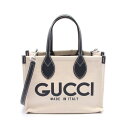 グッチ GUCCI プリント ミニ トートバッグ バッグ キャンバス レザー レディース アイボリー系 / ネイビー系 772144 【中古】(4)
