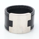 エルメス HERMES ルーリー リング・指輪 ジュエリー レザー ステンレススチール レディース ブラック系 / シルバー系 【中古】