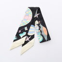 エルメス HERMES ツイリーLES FOLIES DU CIEL スカーフ 衣料品 シルク シルク レディース ブラック系 / マルチカラー 【中古】(4)