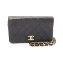 シャネル CHANEL ミニマトラッセ フルフラップ ショルダーバッグ バッグ ラムスキン(羊革) レディース ブラック系 A03571 【中古】