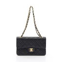 シャネル CHANEL マトラッセ Wフラップ ショルダーバッグ バッグ ラムスキン(羊革) レディース ブラック系 A01113 【中古】