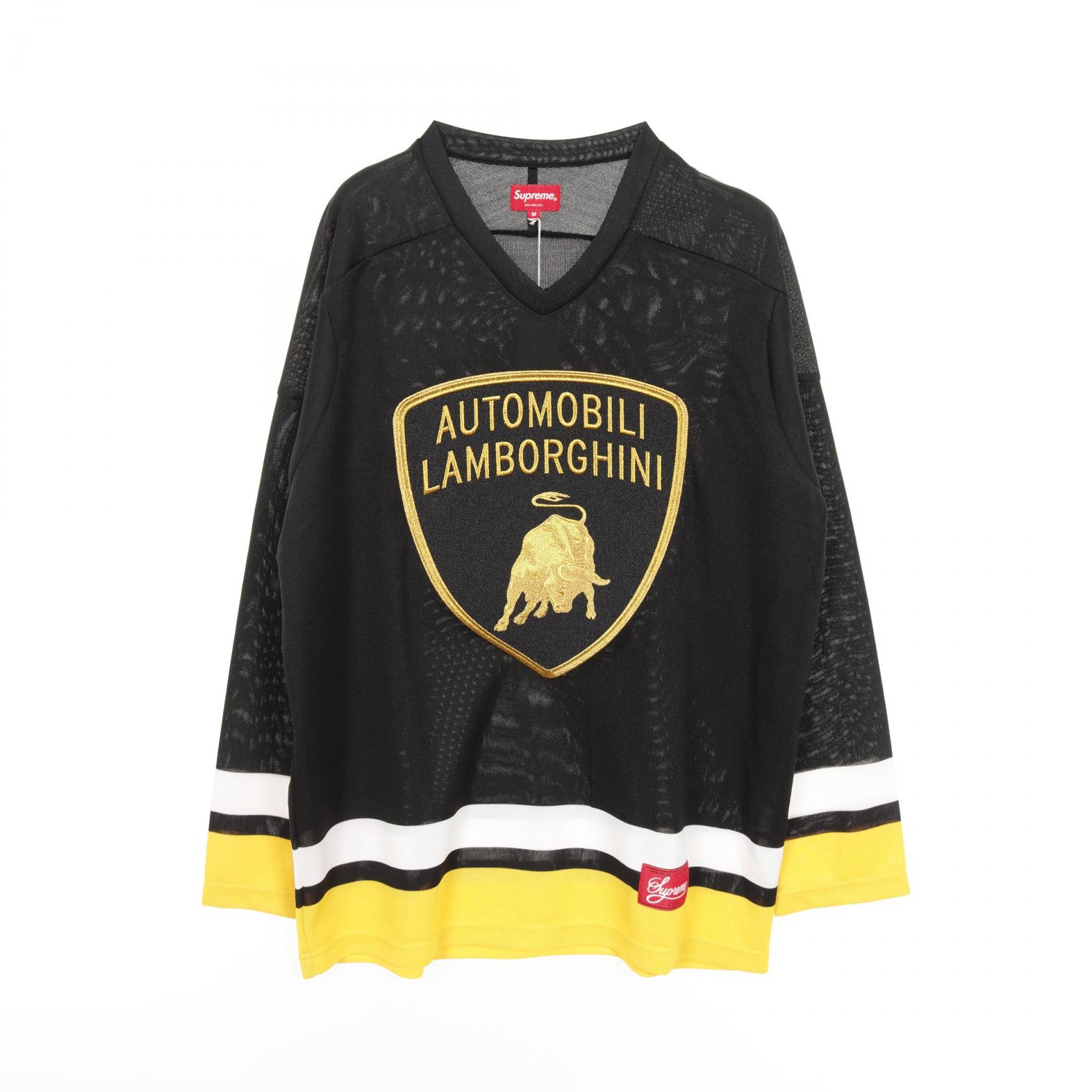 ◆まとめ買い｜20%OFF対象◆シュプリーム Supreme Supreme × Automobili Lamborghini Hockey Jersey カットソー 衣料品 トップス ポリエステル メンズ ブラック系 / イエロー系 【中古】
