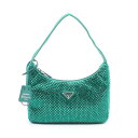 プラダ PRADA Re-Edition 2000 ハンドバッグ バッグ ファブリック ラインストーン レディース グリーン系 1BC515 【中古】