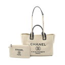 シャネル CHANEL ドーヴィル スモール トートバッグ バッグ キャンバス レザー レディース ベージュ系 / ブラック系 AS3257 【中古】