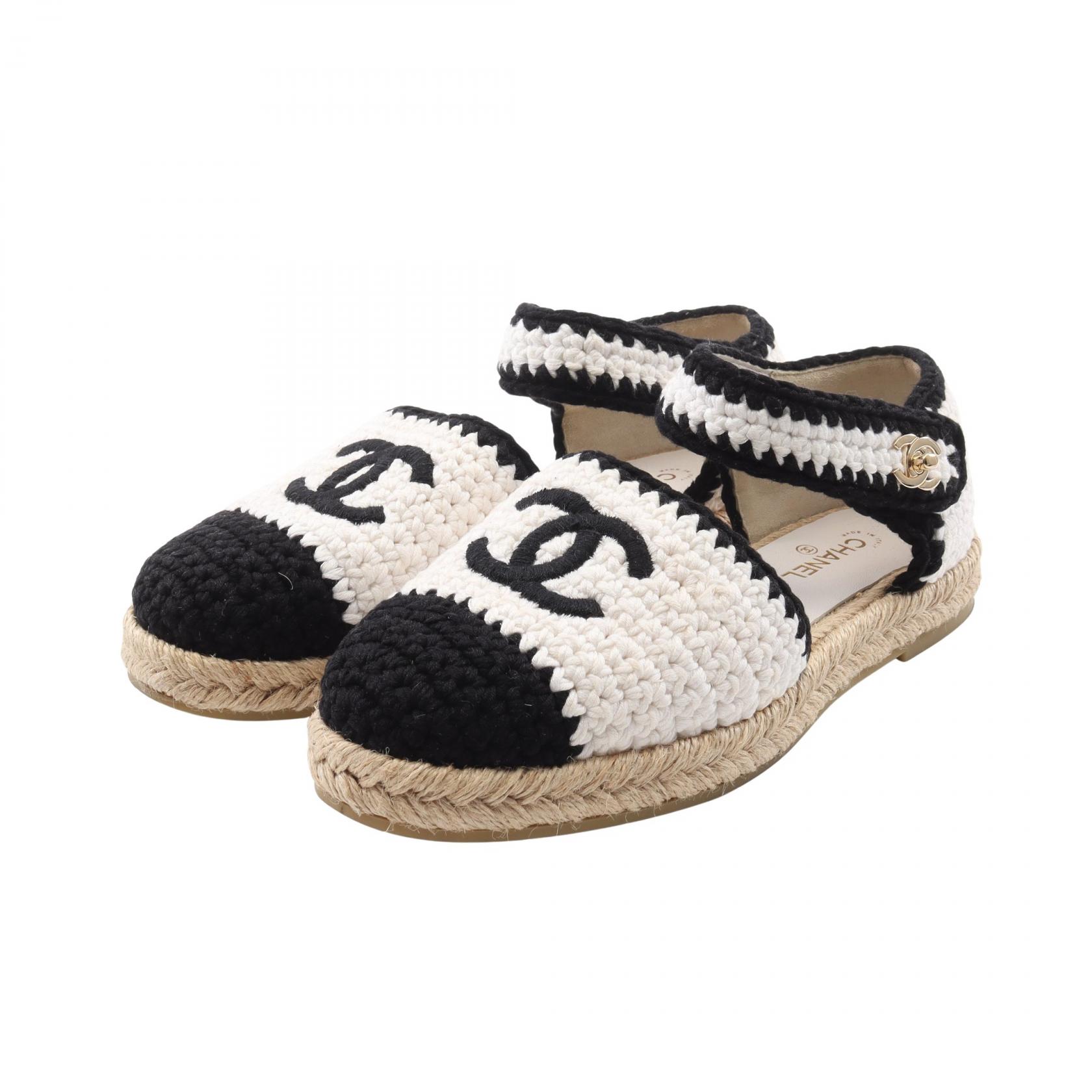 【最大4万円OFFクーポン対象】シャネル CHANEL ココマーク サンダル 靴 レザー ファブリック レディース ホワイト系 / ブラック系 G38736 【中古】のサムネイル