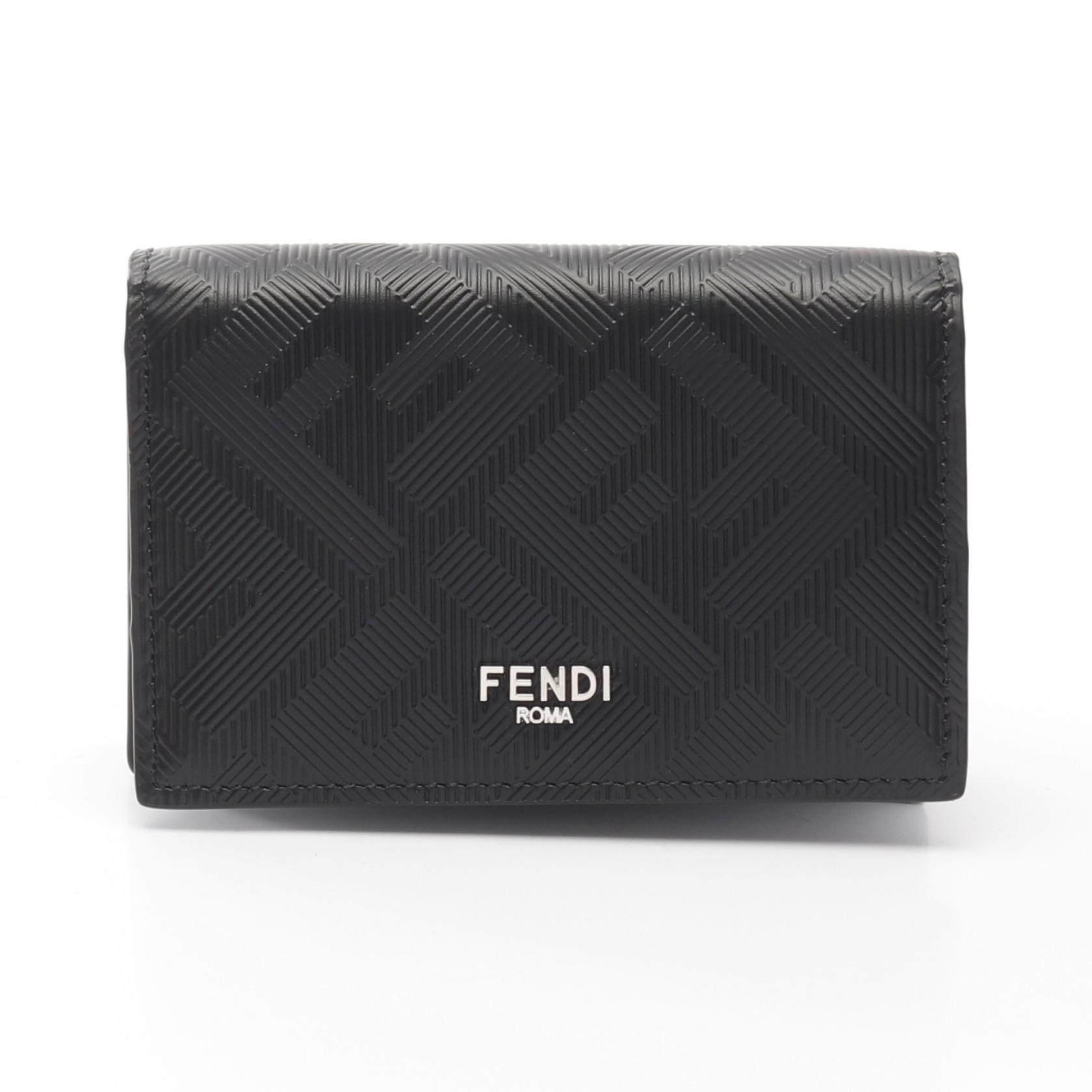 ＼10％OFFクーポン対象／フェンディ FENDI シャドー ズッカ カードケース アクセサリー レザー メンズ ブラック系 7M0222AJF4F19KP 【新品】