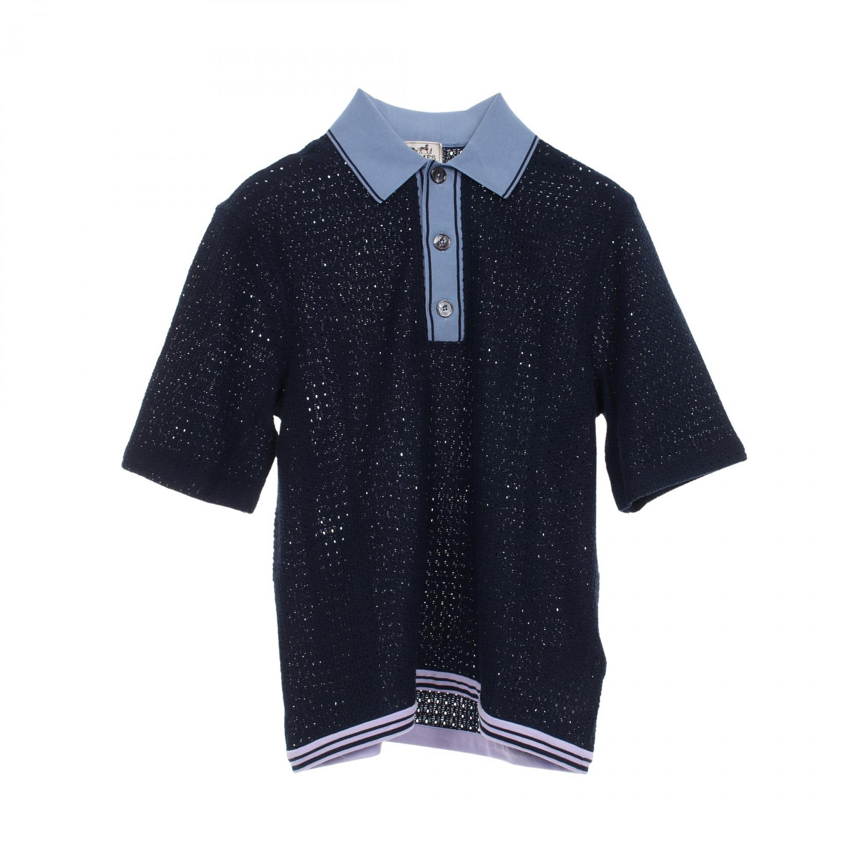 \10%OFFクーポン対象/エルメス HERMES ポロシャツ 衣料品 トップス コットン メンズ ネイビー系 / ブルー系 / パープル系 H557360HA...