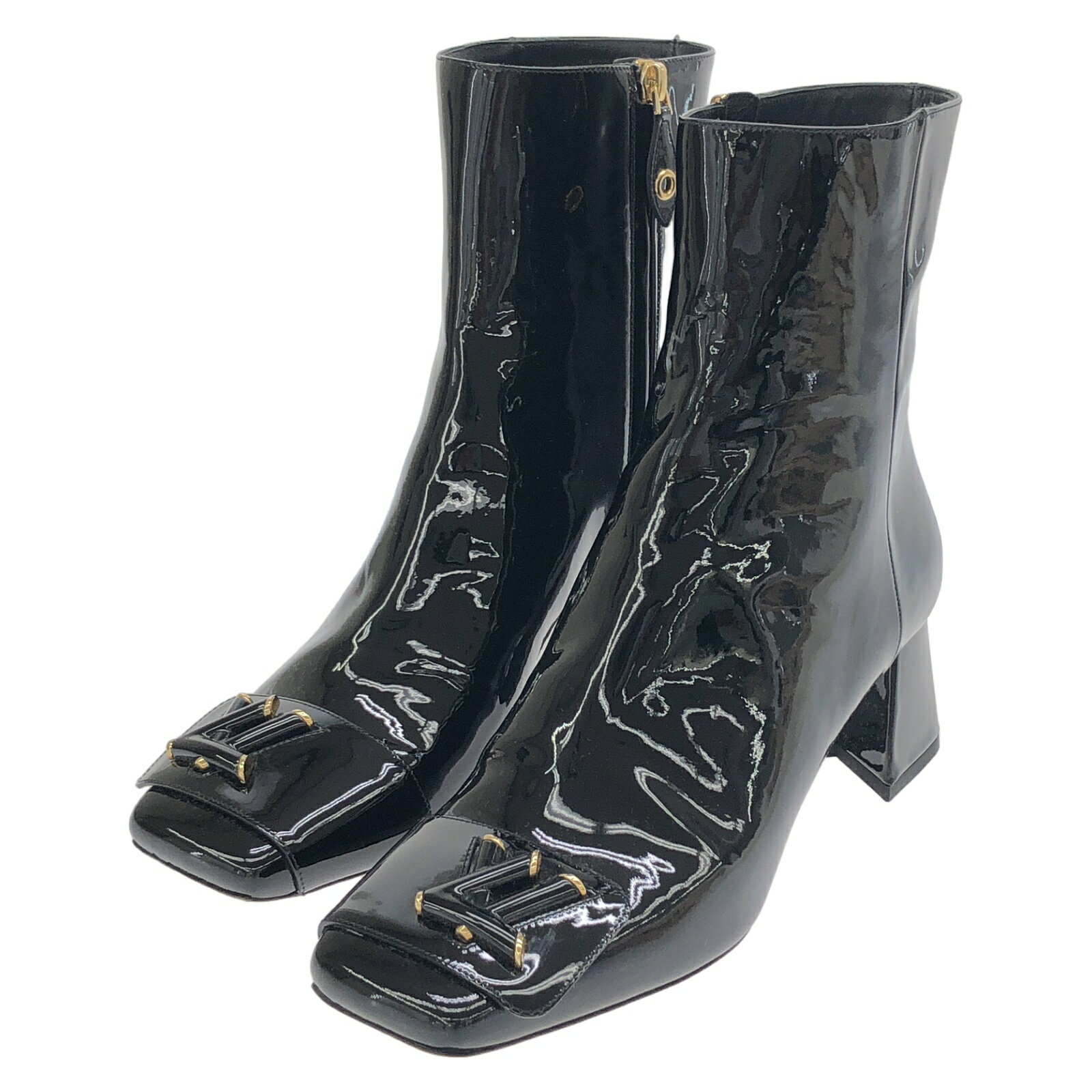 【5％OFFクーポン対象】ルイ・ヴィトン LOUIS VUITTON シューズ シェイクライン エナメルブーツ ブーツ 靴 エナメル レディース ブラック系 【中古】