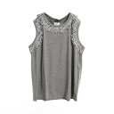 シャネル CHANEL ツイードトリム タンクトップ 衣料品 トップス コットン レディース グレー系 P37918V27004 【中古】
