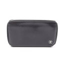 シャネル CHANEL ココマーク ラウンド長財布 財布 レザー レディース ブラック系 【中古】