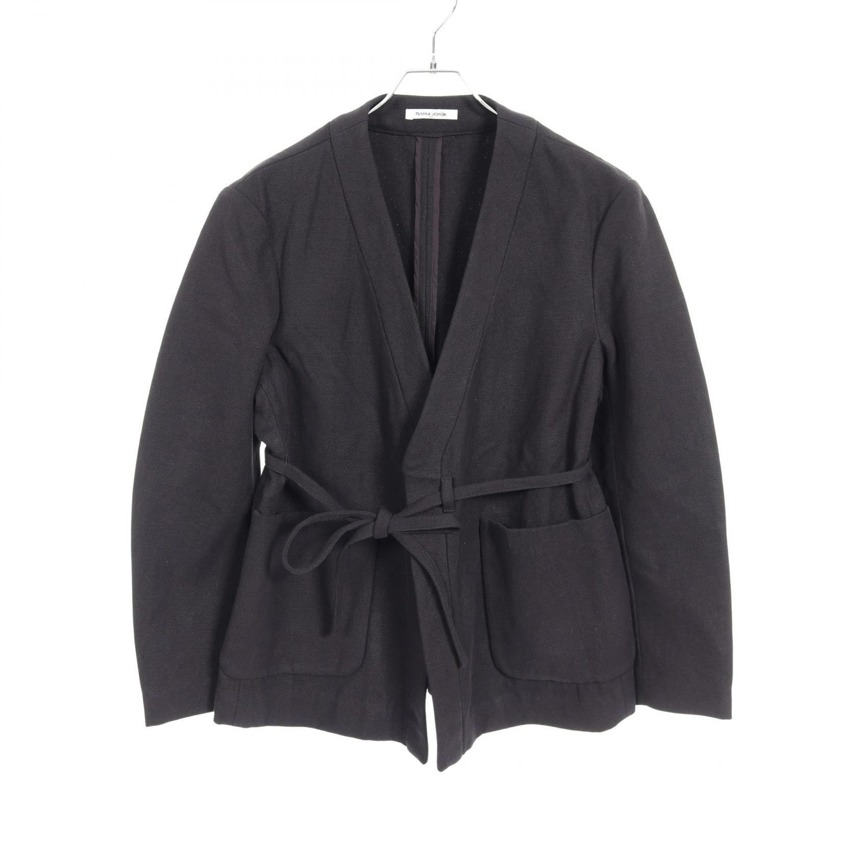 フミカウチダ FUMIKA UCHIDA ノーカラージャケット 衣料品 アウター ファブリック コットン レディース ブラック系 FU-J-0T006 【中古】