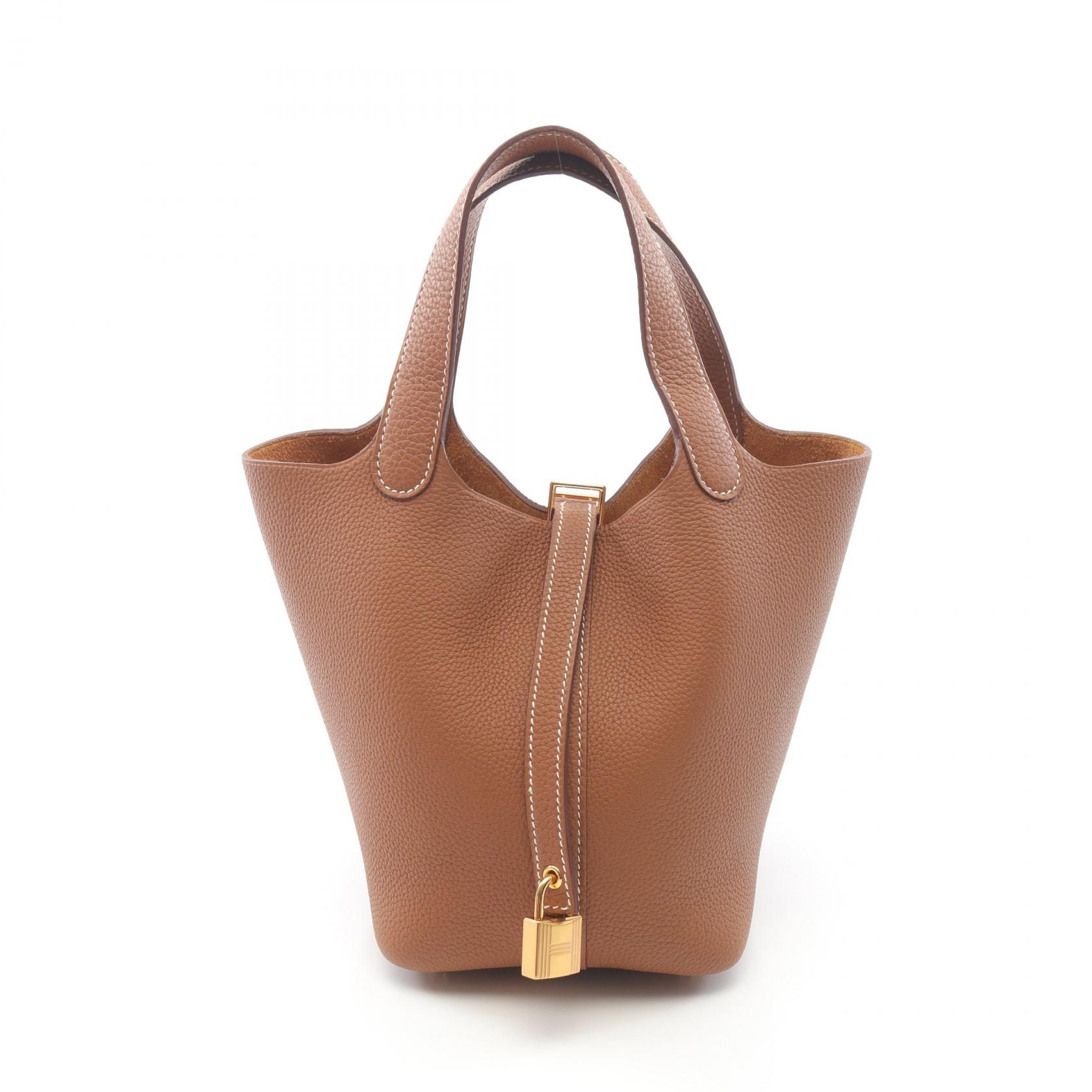 エルメス HERMES ピコタンロックPM ゴールド ハンドバッグ バッグ トリヨンクレマンス トリヨンクレマンス レディース ブラウン系 【中古】のサムネイル