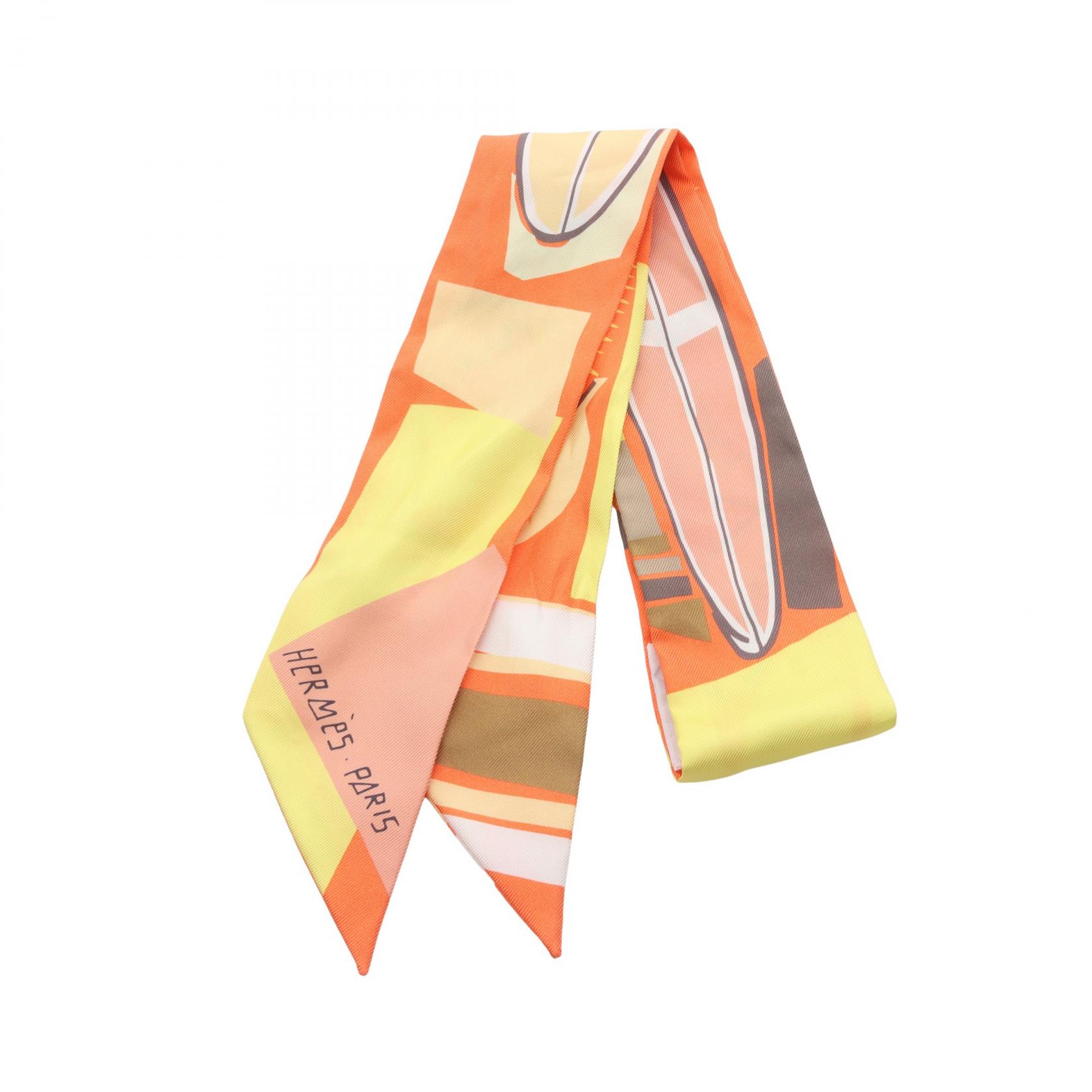 【最大4万円OFFクーポン対象】エルメス HERMES ツイリー Sea Surf and Fun スカーフ 衣料品 シルク シルク レディース オレンジ系 / イエロー系 / マルチカラー 【中古】