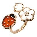 ヴァンクリーフ&アーペル Van Cleef & Arpels ラッキー スプリング アントレ レ ドア リング リング・指輪 ジュエリー K18PG(ピンクゴールド) カーネリアン/オニキス/マザーオブパール レディース ホワイト系 / レッド系 VCARP9X354 【中古】