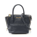 ミュウ ミュウ Miu Miu MADRAS マドラス ハンドバッグ バッグ レザー レディース ネイビー系 5BA003 【中古】
