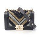 シャネル CHANEL ボーイシャネル スモール ショルダーバッグ バッグ レザー ファブリック レディース ブラック系 / マルチカラー A67085 【中古】
