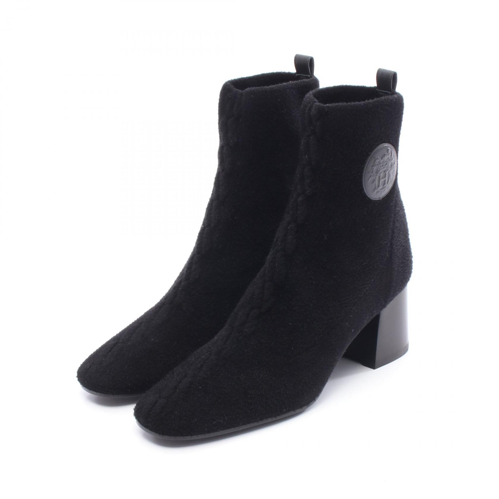 ◆全品5%OFFクーポン対象◆エルメス HERMES ブーツ 靴 レザー ファブリック レディース ブラック系 【中..