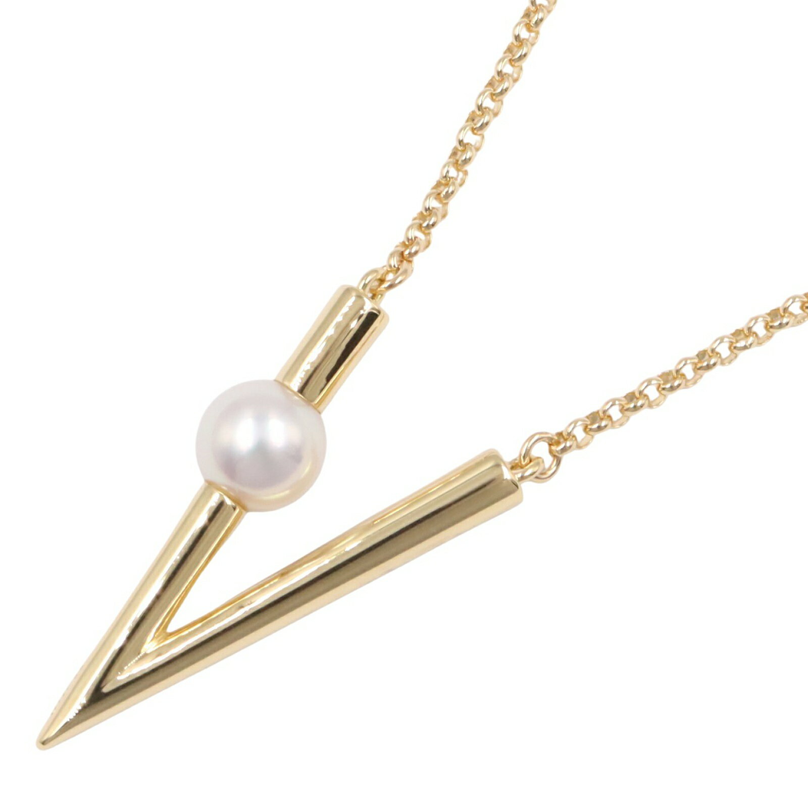 ≪10%OFFクーポン対象≫ミキモト MIKIMOTO Vコード パール ネックレス ネックレス ジュエリー K18（イエローゴールド） パール レディース ホワイト系 【中古】のサムネイル