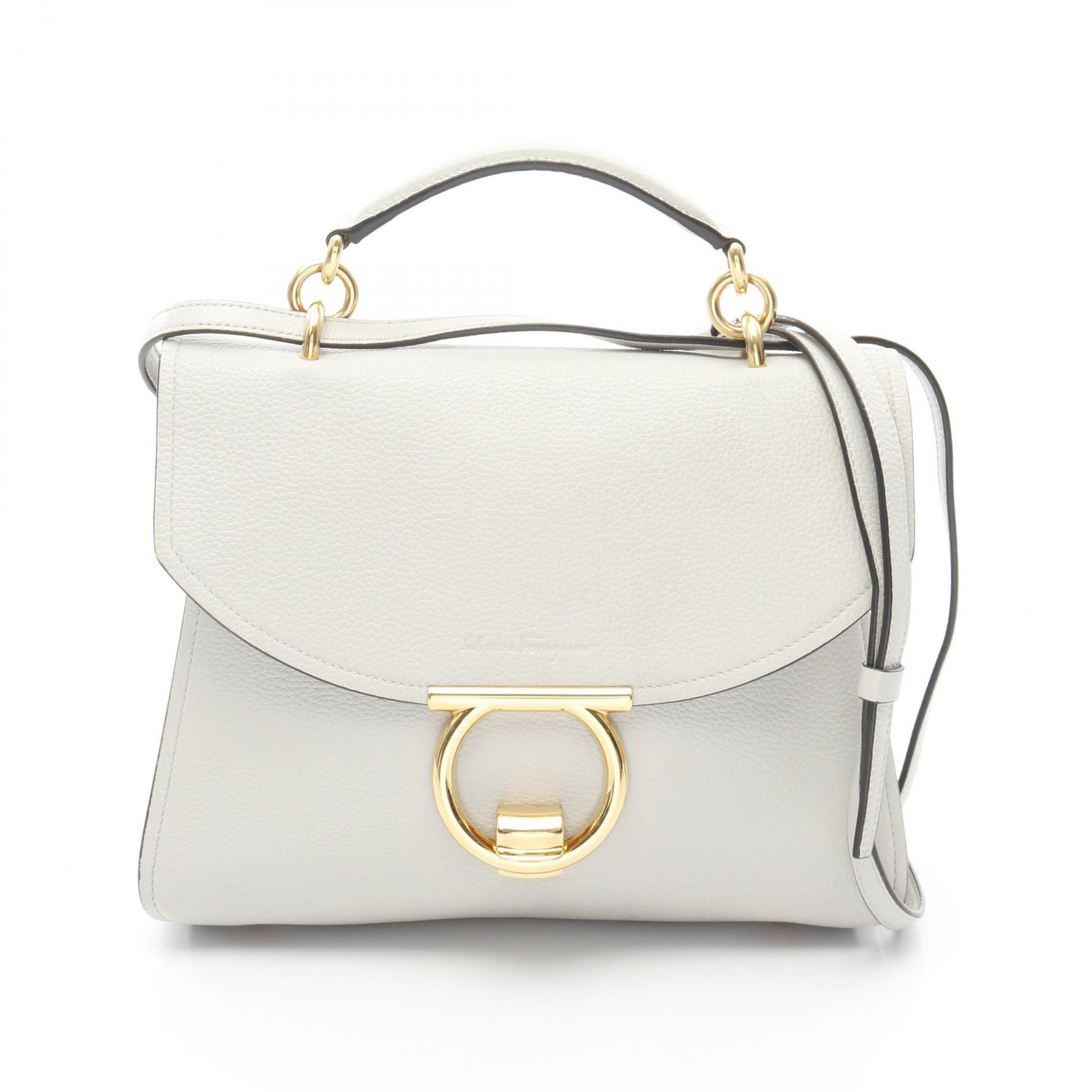 サルヴァトーレフェラガモ Salvatore Ferragamo マーゴット ガンチーニ ハンドバッグ バッグ レザー レディース グレー系 21 H493 【中古】のサムネイル