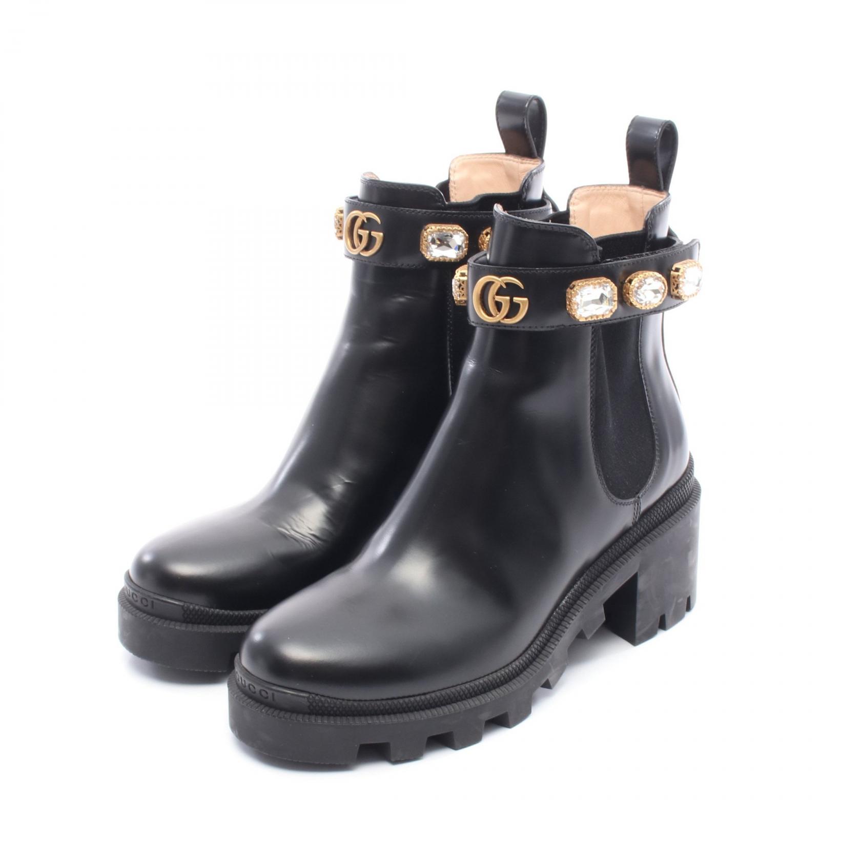 乐天商城 - ≪20%OFFクーポン対象 5/9 20時〜5/16 9:59≫グッチ GUCCI GGマーモント ブーツ 靴 レザー レディース ブラック系 - 【中古】
