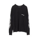 【10%OFFクーポン対象】クロムハーツ CHROME HEARTS ヴァインダガー アームフローラルプリント カットソー 衣料品 トップス コットン メンズ ブラック系 【中古】