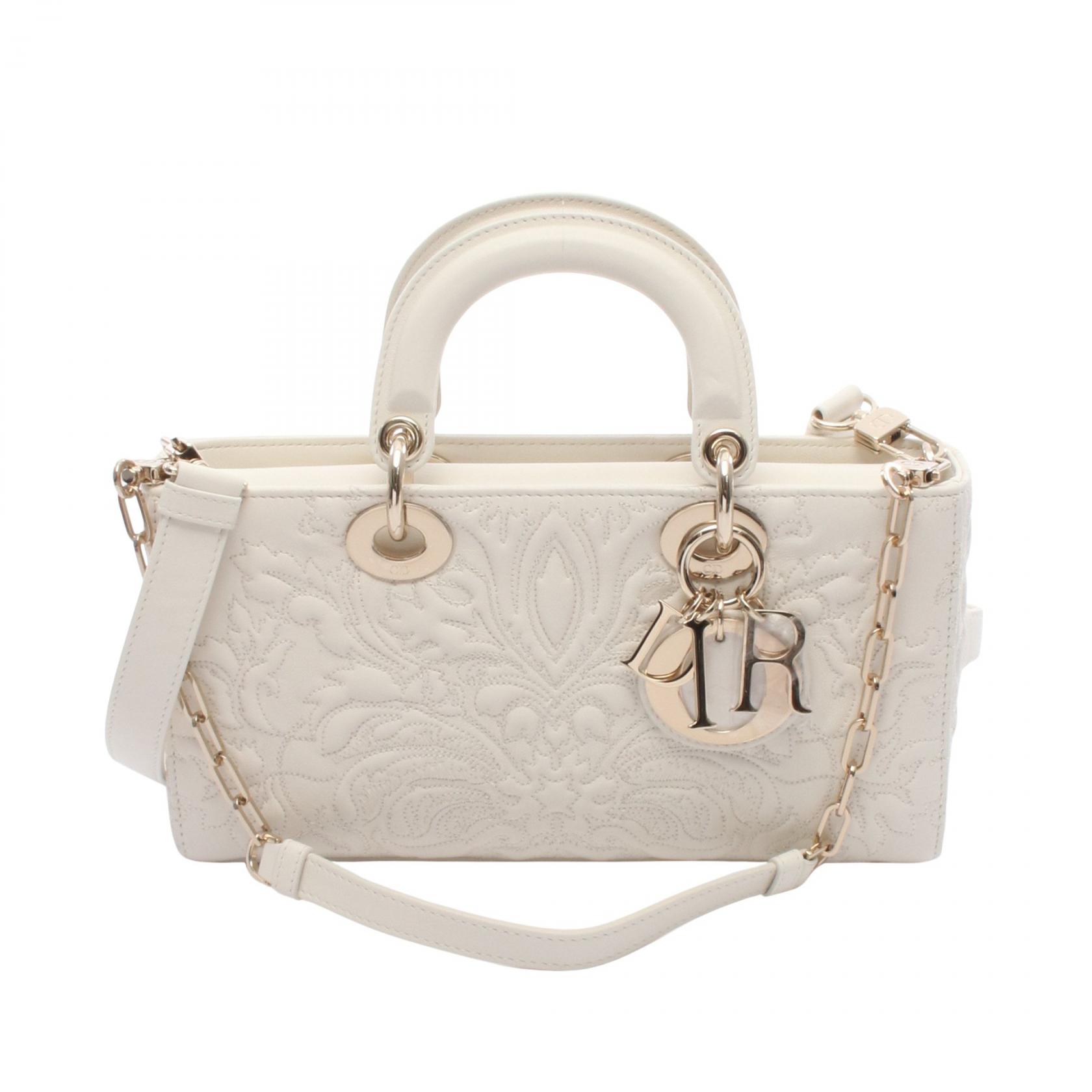 【5％OFFクーポン対象】ディオール Dior Lady D-Joy ミディアム ハンドバッグ バッグ レザー レディース ホワイト系 【中古】のサムネイル