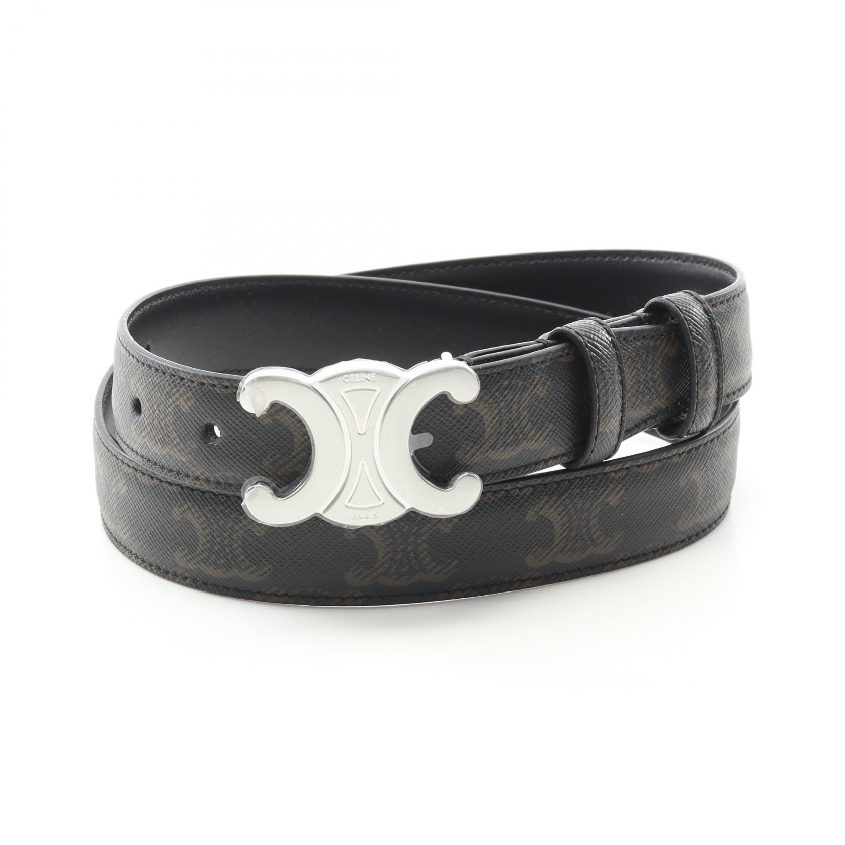 ≪10%OFFクーポン対象≫セリーヌ CELINE ミディアム トリオンフ ベルト 衣料品 レザー PVC レディース ブラック系 / ブラウン系 45AKA2ACO38SI80 【新品】