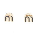 ミュウ ミュウ Miu Miu エナメルメタル ピアス ジュエリー ステンレススチール レディース ゴールド系 / ブラック系 5JO911 2F6T F0002 【新品】