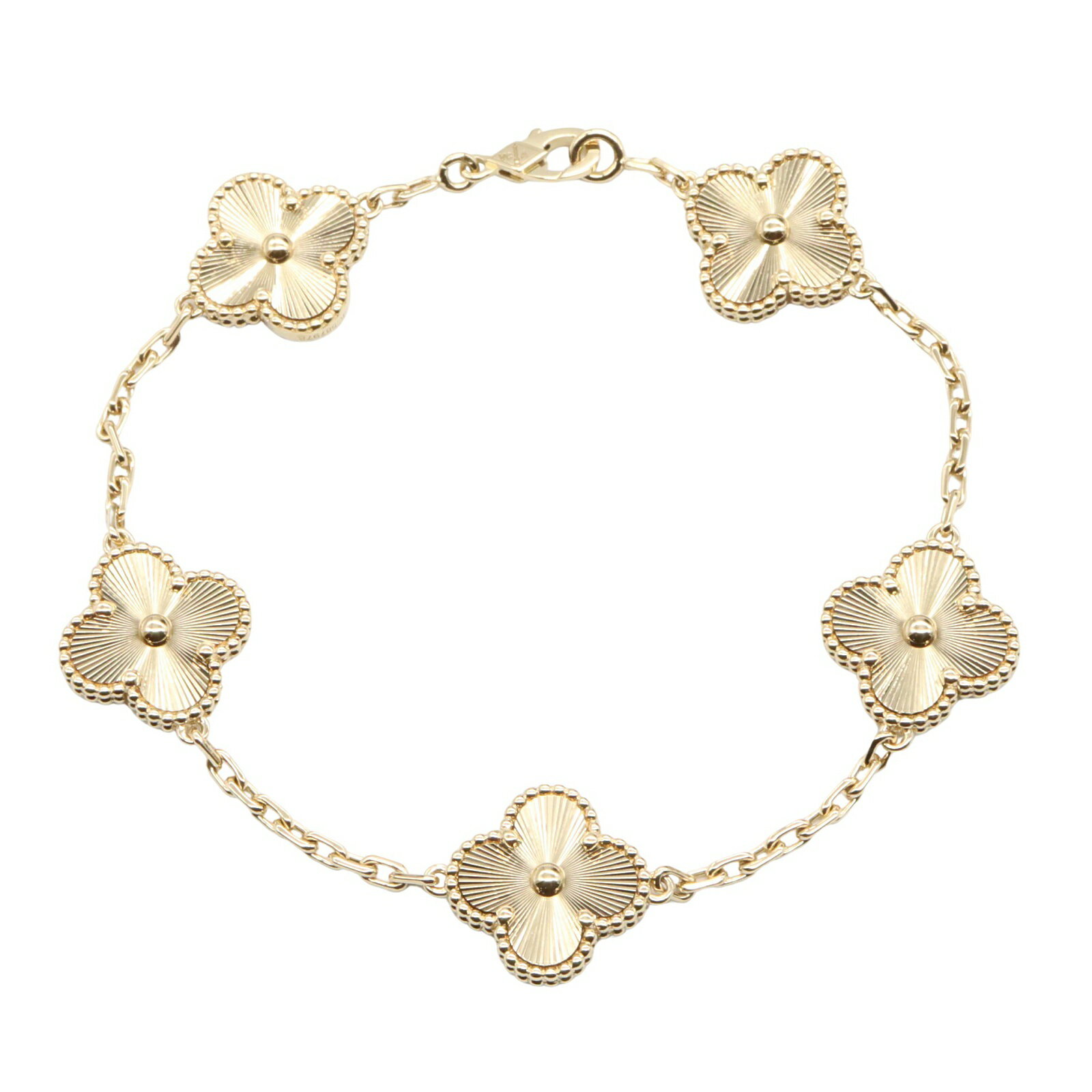 ≪10%OFFクーポン対象≫ヴァンクリーフ＆アーペル Van Cleef & Arpels ヴィンテージアルハンブラ ブレスレット ギヨシェ ブレスレット アクセサリー K18（イエローゴールド） ギヨシェ レディース ゴールド系 VCARP3JK00 【中古】のサムネイル