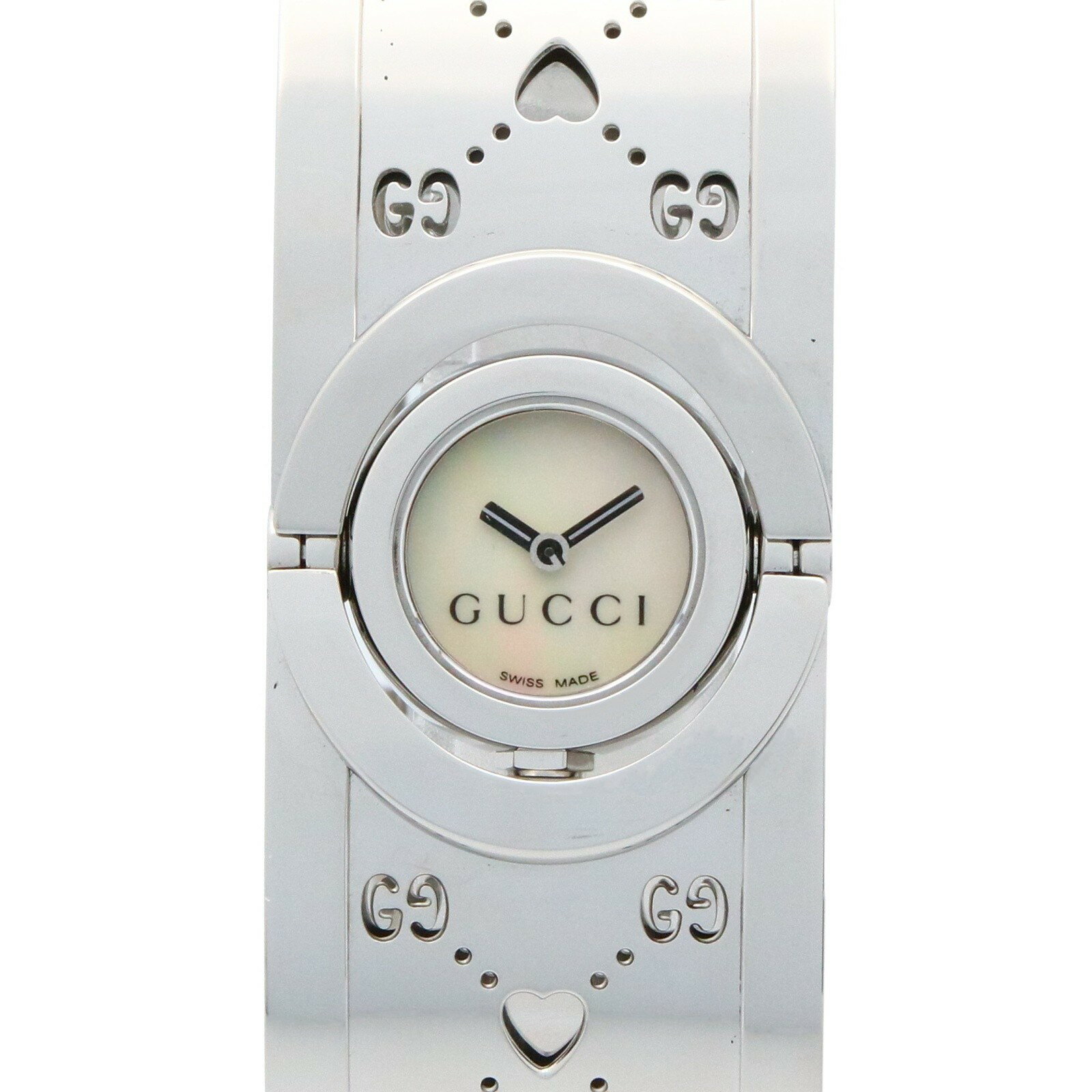 ◆全品5%OFFクーポン対象◆グッチ GUCCI トワール バングル 腕時計 時計 ステンレススチール レディース ホワイト系 ホワイトシェル YA112523 【中古】