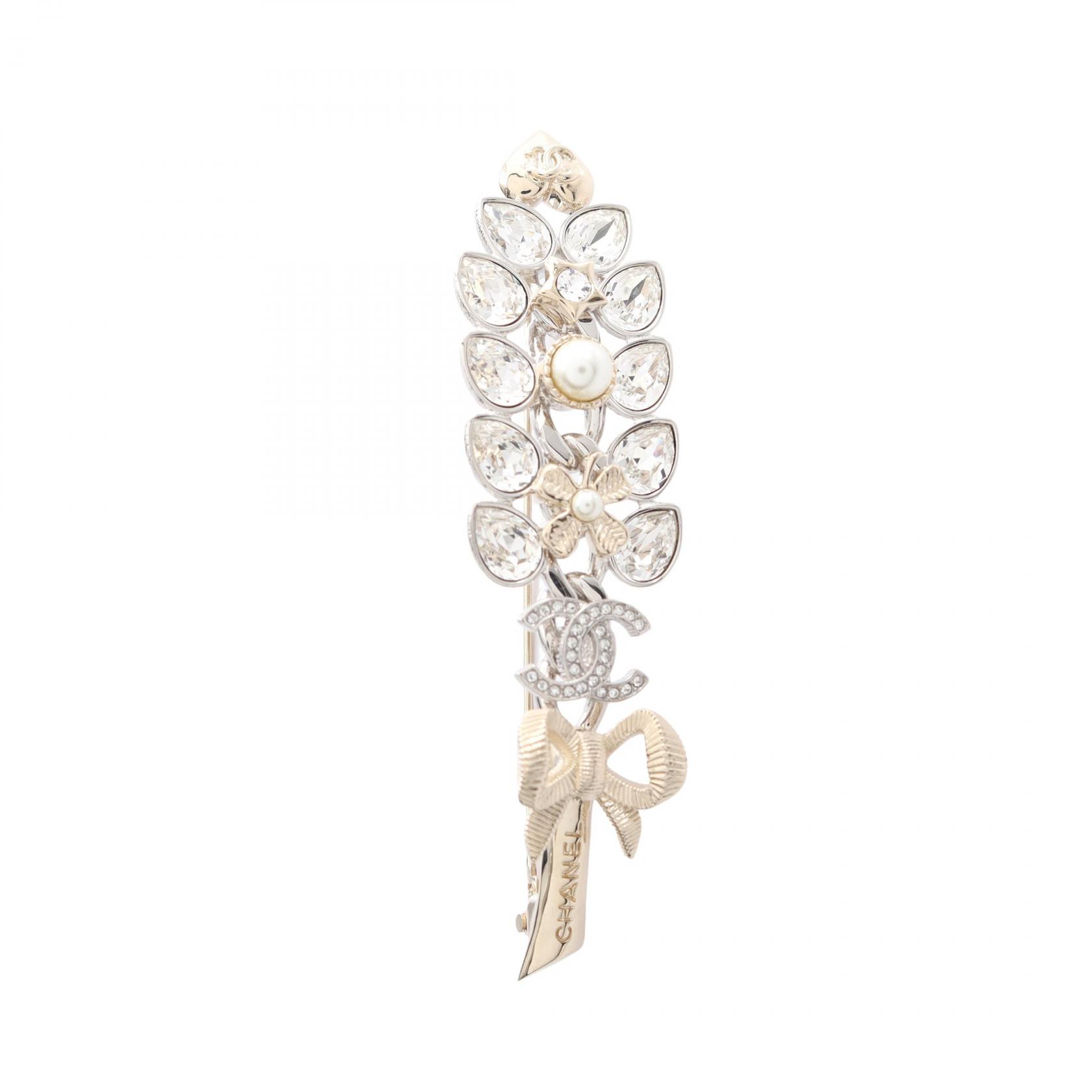 シャネル CHANEL ココマーク ブローチ アクセサリー GP（ゴールドメッキ） ラインストーン レディース ゴールド系 / クリア系 【中古】