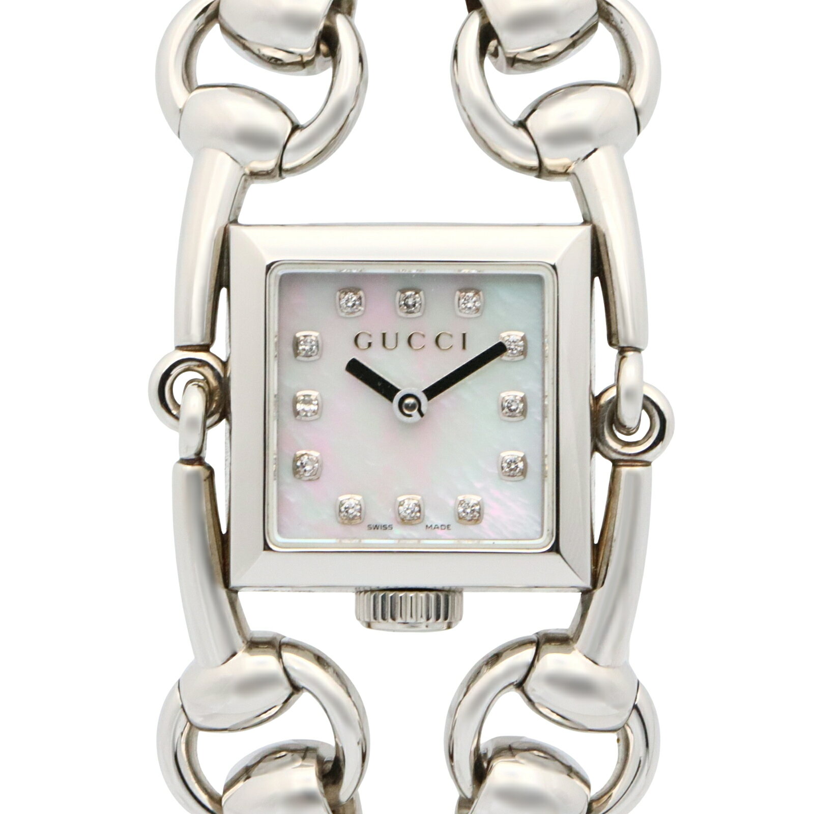 ◆全品5%OFFクーポン対象◆グッチ GUCCI シニョーリア 腕時計 時計 ステンレススチール レディース ホワイト系 ホワイトシェル 116.5 【中古】