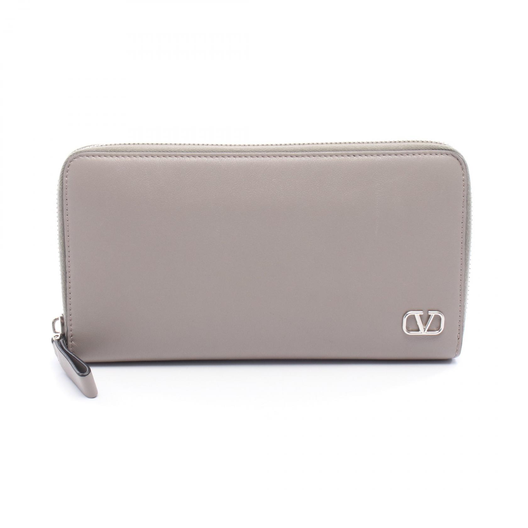 ＼15%OFFクーポン対象／ヴァレンティノ・ガラヴァーニ Valentino Garavani Vロゴ シグネチャー ラウンド長財布 財布 レザー レディース グレー系 2Y2P0570LMV 【中古】