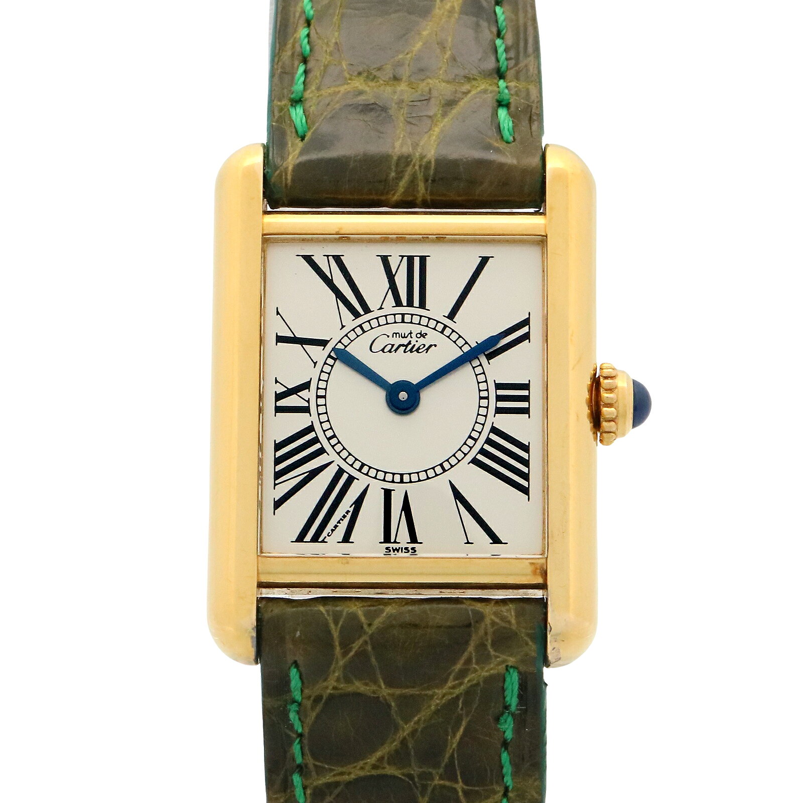 カルティエ CARTIER マストタンク ヴェルメイユ SM 腕時計 時計 GP（ゴールドメッキ） クロコ革 レディース シルバー系 W1005554 【中古】