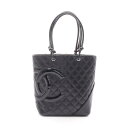 シャネル CHANEL カンボンライン ミディアム トートバッグ バッグ レザー レディース ブラック系 【中古】
