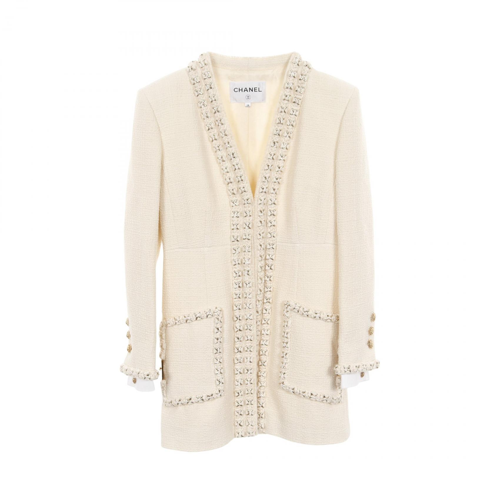 ＼20％OFFクーポン対象／シャネル CHANEL メティエダール リッツ ??パリ ツイード 衣料品 アウター ウール レディース アイボリー系 【中古】