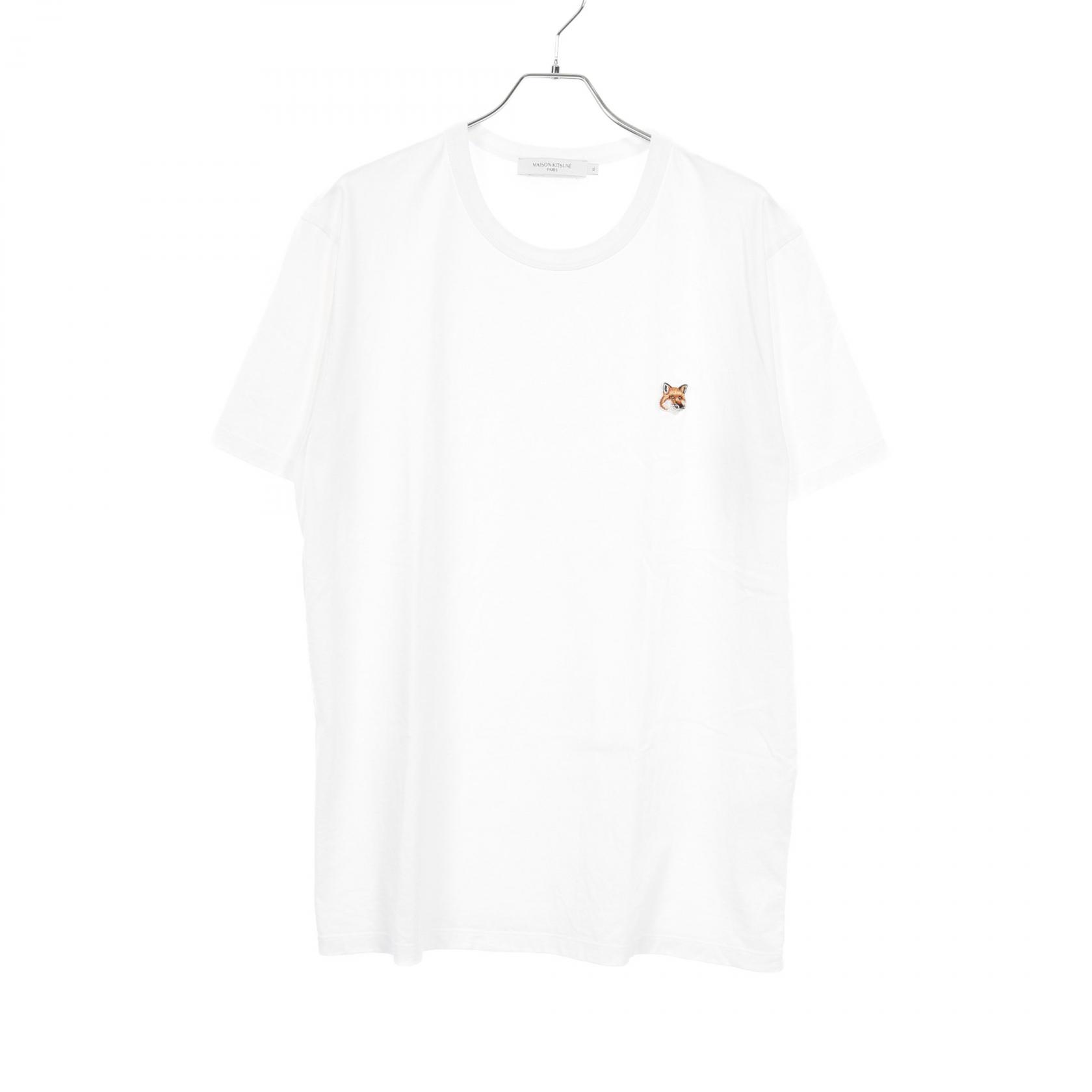 ＼10％OFFクーポン対象／メゾンキツネ MAISON KITSUNE フォックスヘッド パッチ レギュラー カットソー 衣料品 トップス コットン メンズ レディース ホワイト系 【中古】