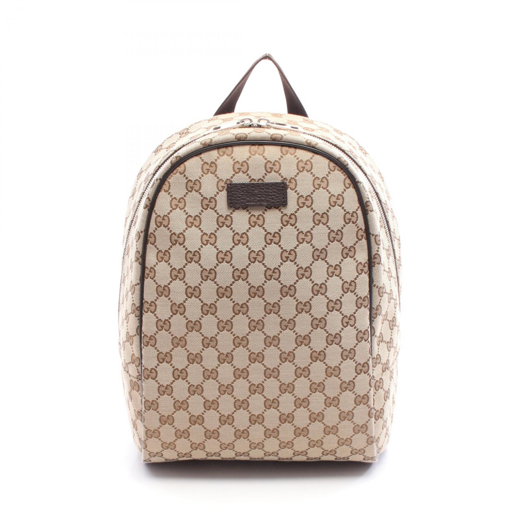 ≪全品5%OFFクーポン対象≫グッチ GUCCI リュックサック バックパック バッグ キャンバス レザー レディース ベージュ系 / ブラウン系 449906 KY9NN 【中古】