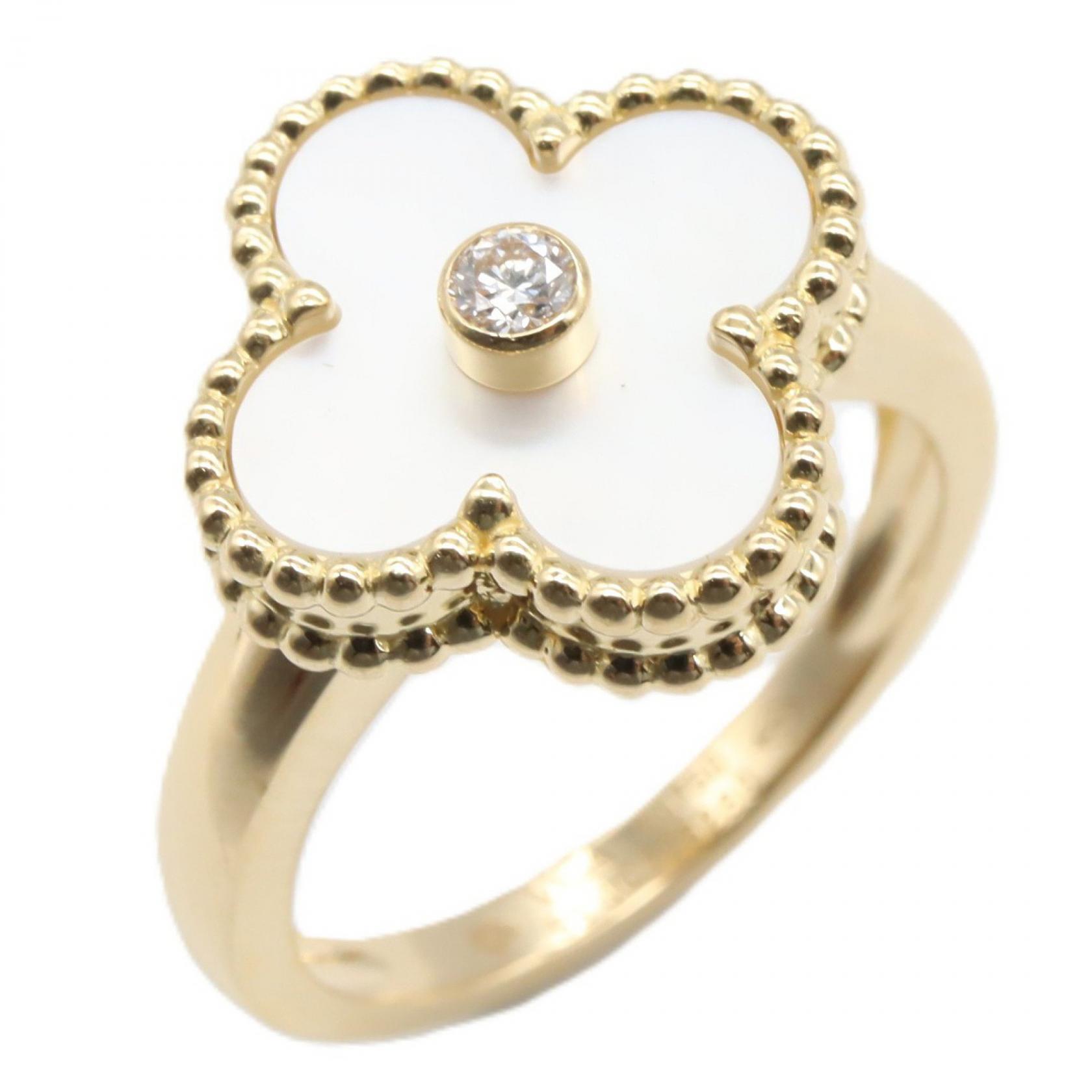 ヴァンクリーフ＆アーペル Van Cleef & Arpels ヴィンテージアルハンブラ リング 1PD マザーオブパール リング・指輪 ジュエリー K18（イエローゴールド） ダイヤモンド マザーオブパール レディース ゴールド系 / ホワイト系 / クリア系 VCARA41153 【中古】のサムネイル