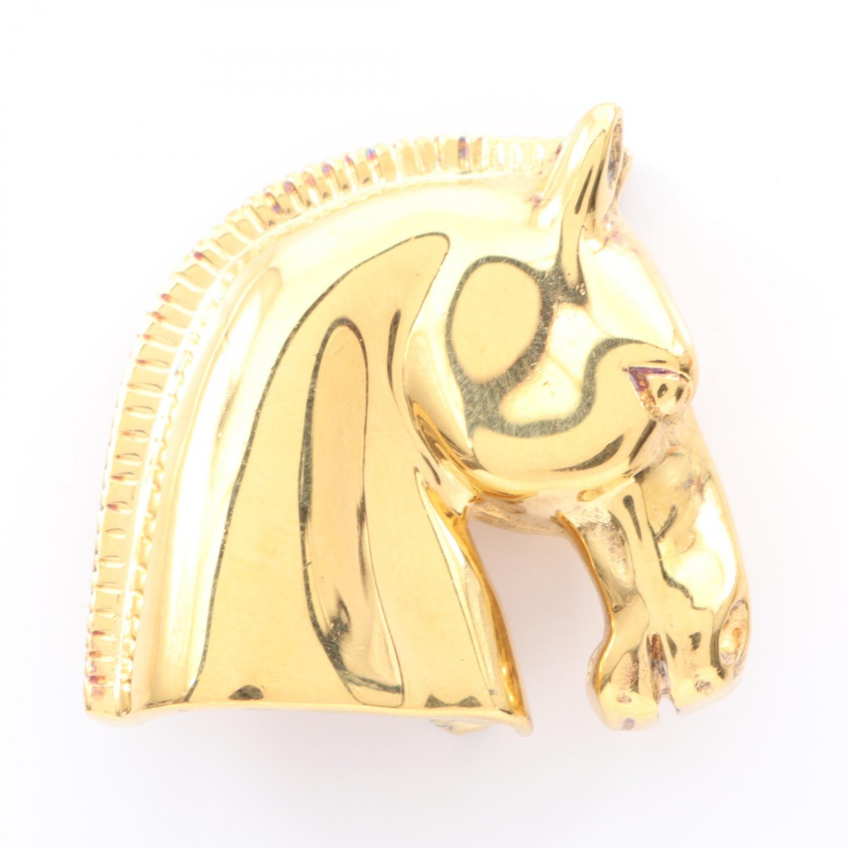 エルメス HERMES ホースヘッド ブローチ アクセサリー GP（ゴールドメッキ） レディース ゴールド系 【中古】