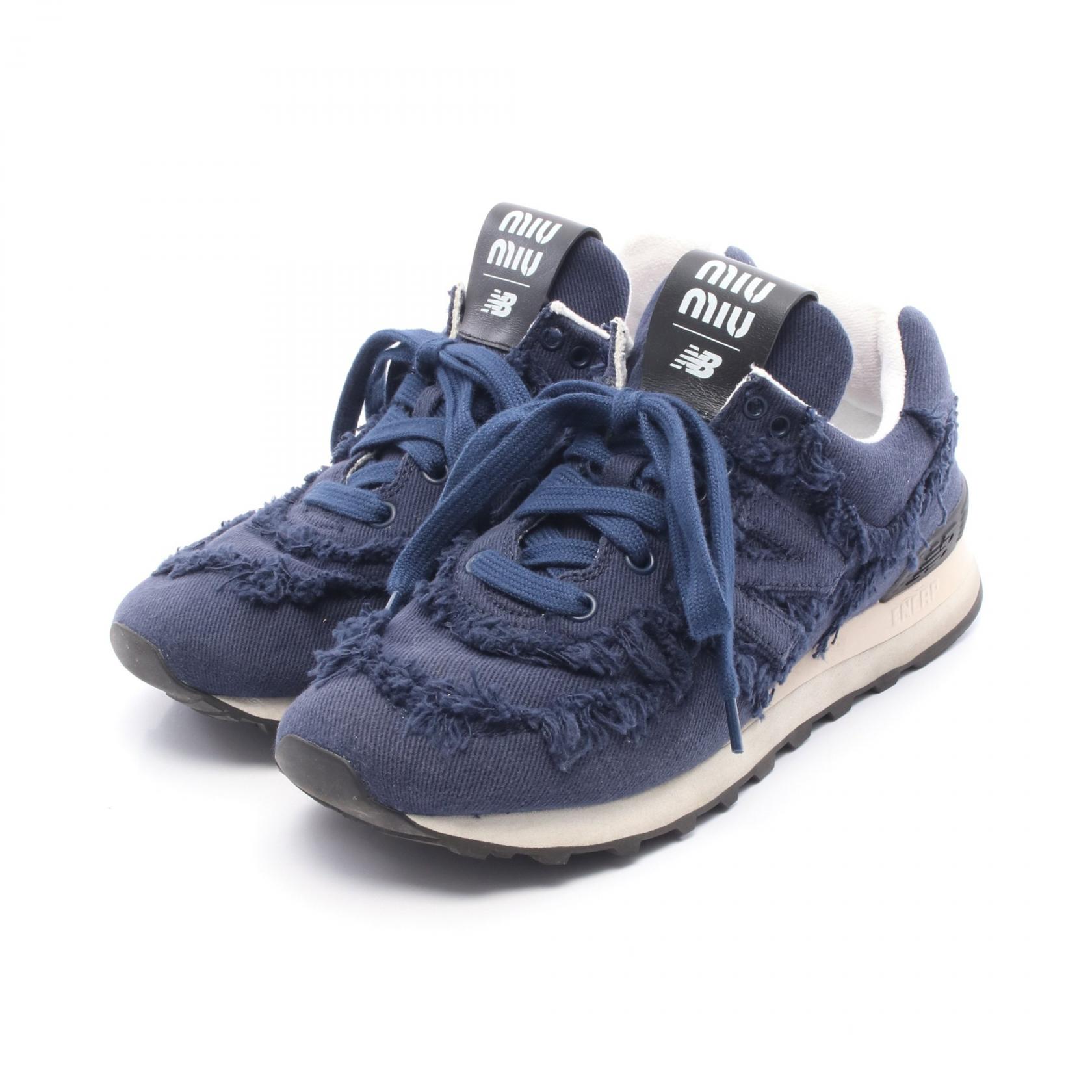 ミュウ ミュウ Miu Miu miu miu × NEW BALANCE 574 Denim Colonial スニーカー 靴 デニム レディース ネイビー系 【中古】