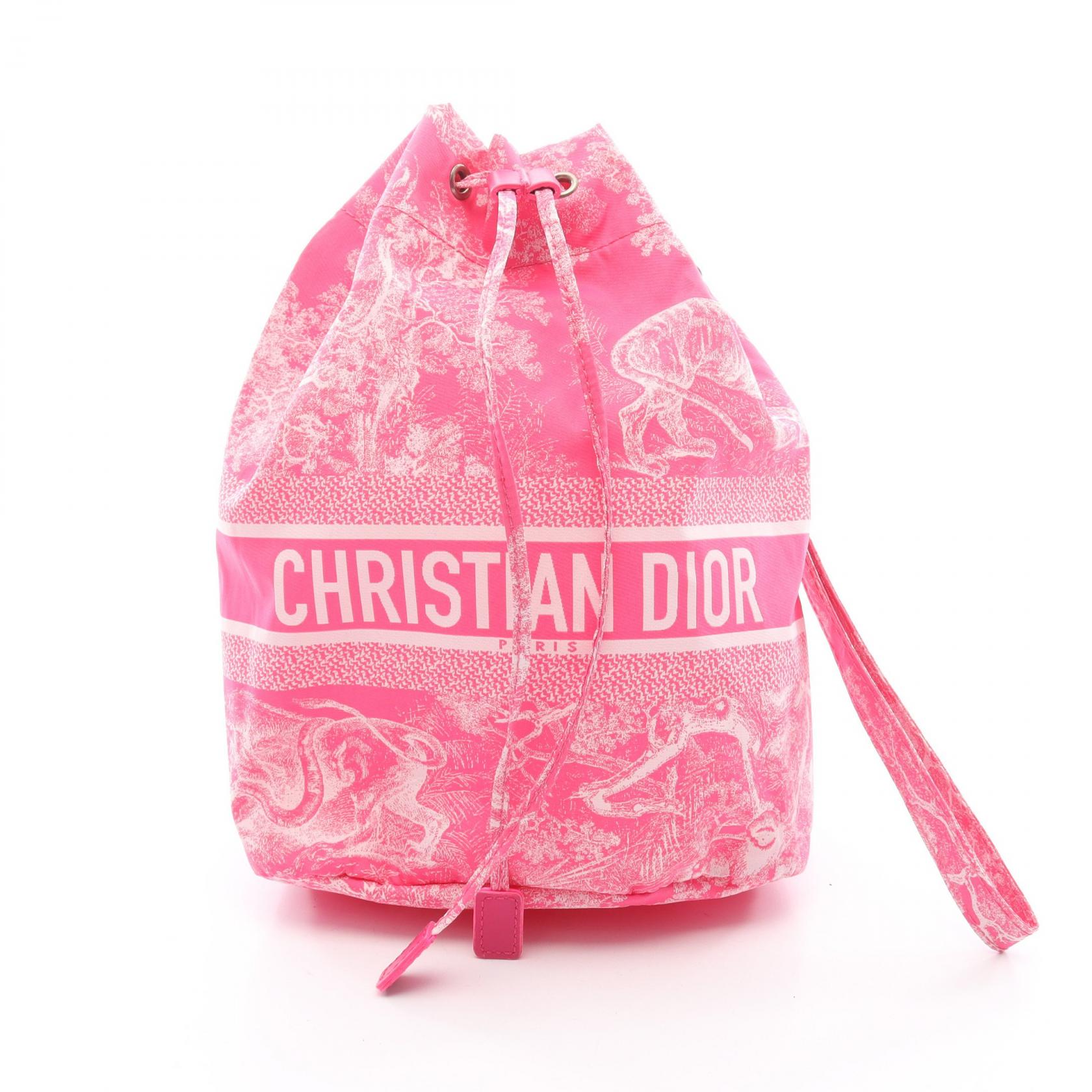 ◆まとめ買い｜20%OFF対象◆クリスチャンディオール Christian Dior DIORTRAVEL トワル ドゥ ジュイ ポーチ バッグ ナイロン レディース ピンク系 / ホワイト系 【中古】