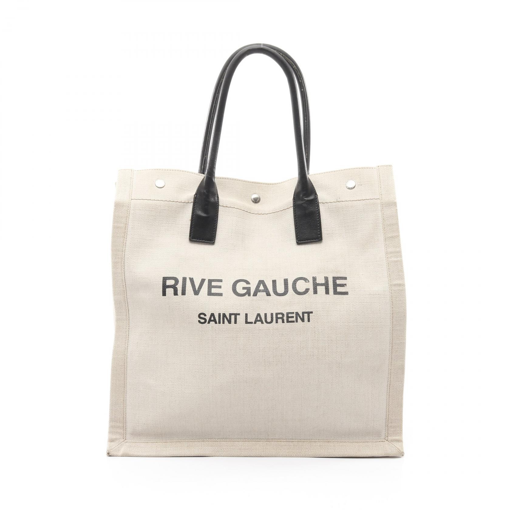 ＼10%OFFクーポン対象／サンローランパリ SAINT LAURENT PARIS RIVE GAAUCHE リヴゴーシュ トートバッグ バッグ キャンバス レザー レディース ベージュ系 / ブラック系 631682 【中古】