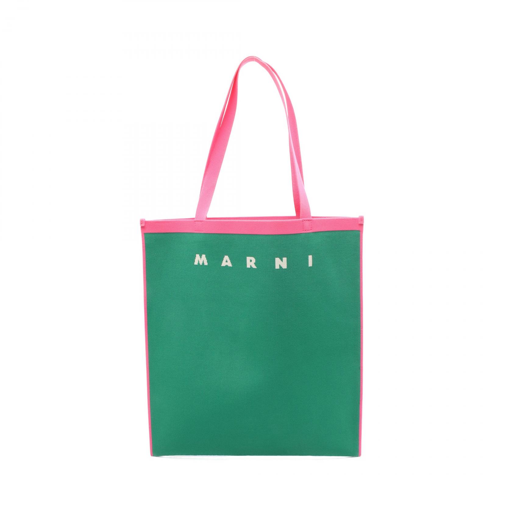 ＼10%OFFクーポン対象／マルニ MARNI ロゴトート トートバッグ バッグ ポリエステル レディース グリーン系 / ピンク系 SHMP0072A0 【中古】
