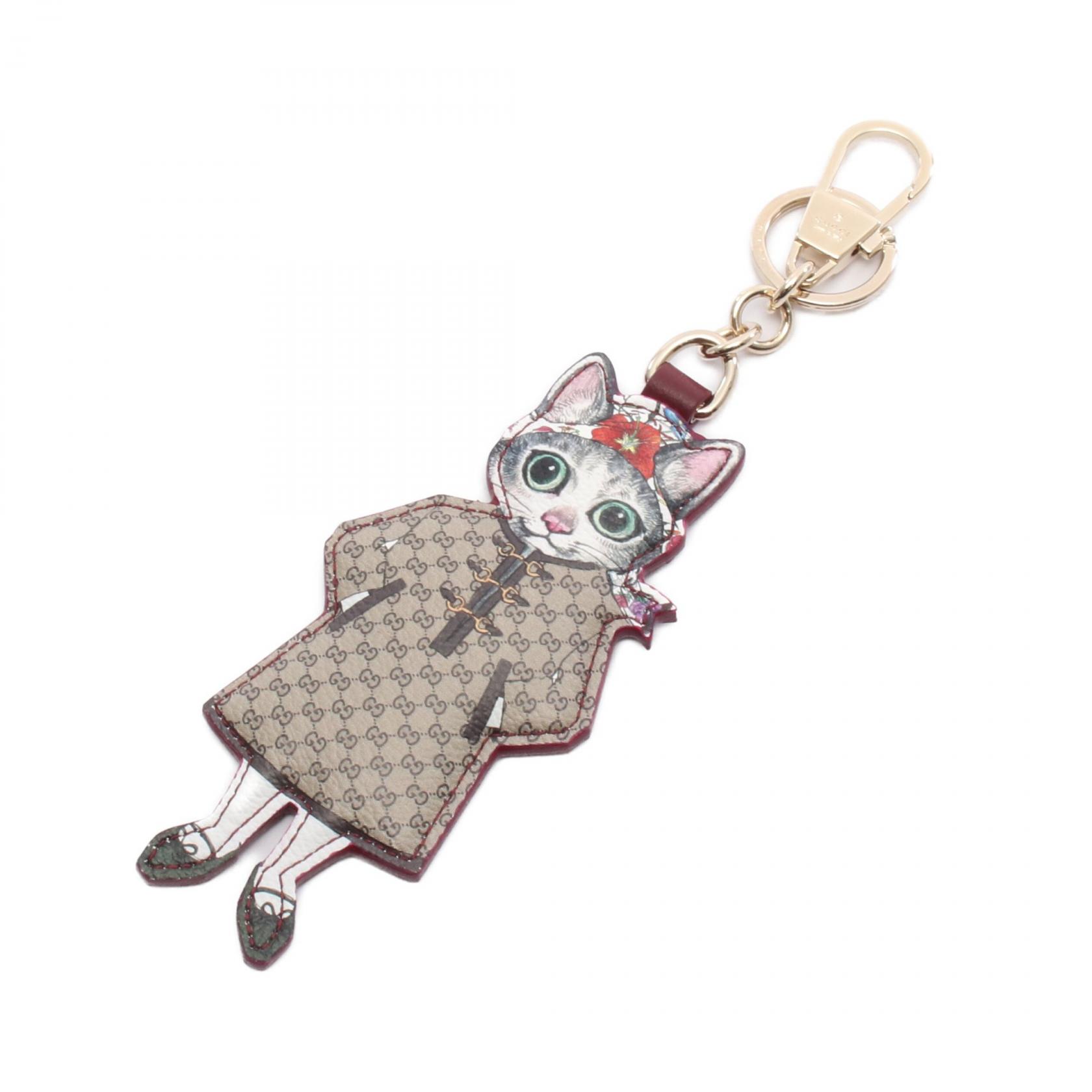 グッチ GUCCI GUCCI × ヒグチユウコ BO ボー GGスプリーム チャーム アクセサリー レザー PVC レディース ブラウン系 / ホワイト系 / マルチカラー 【中古】